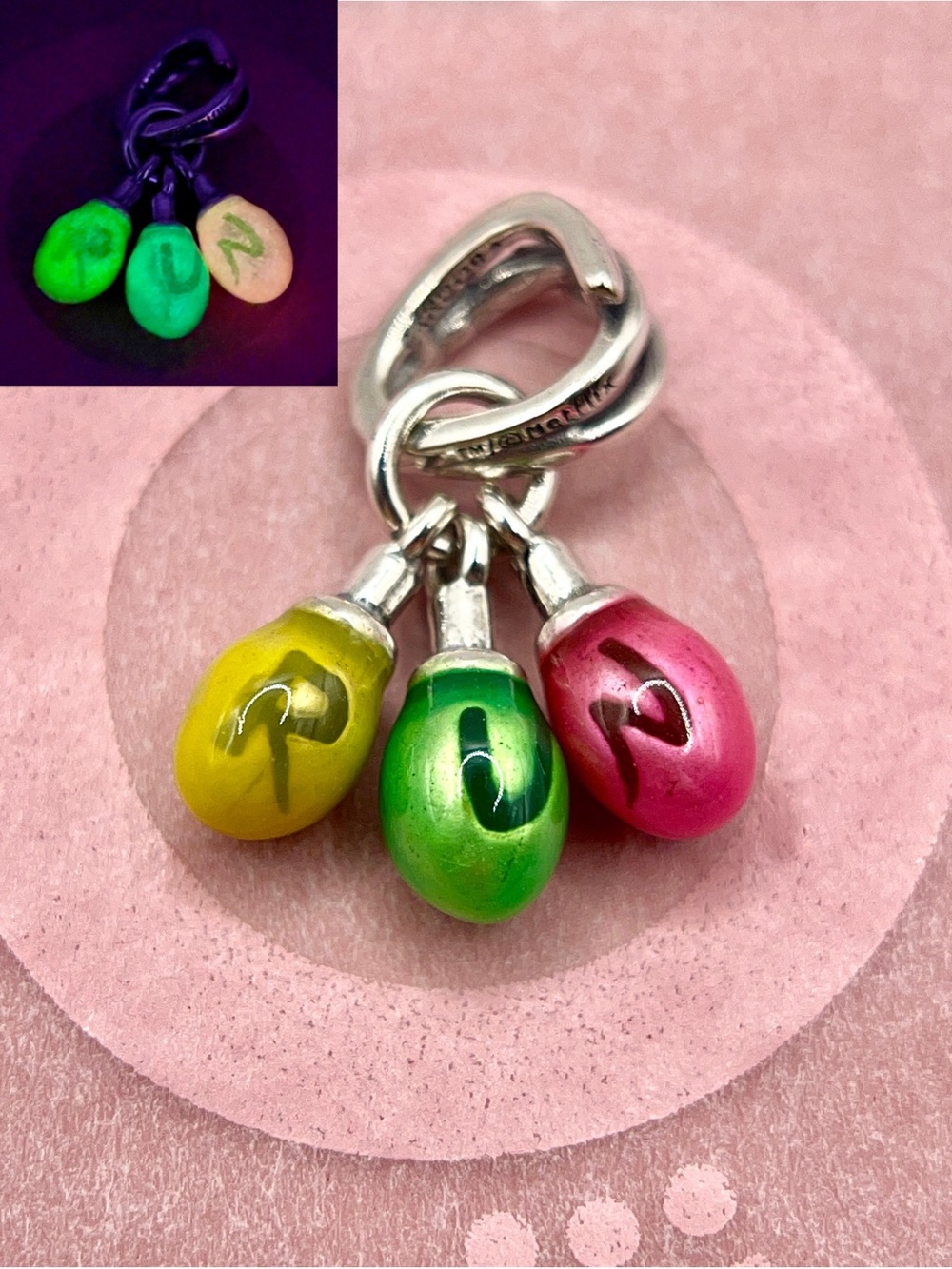 Pandora Netflix Stranger Things Alphabet RUN Christmas Lights Glow Dangle Charm